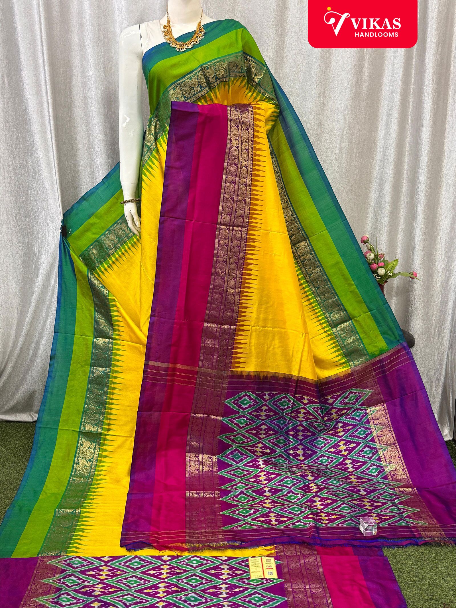 Pochampally Ikat Yellow Saree Latest Collection