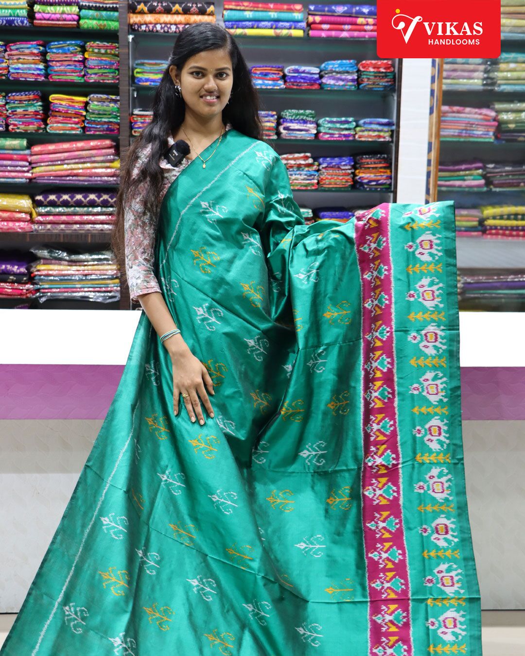 Pochampally Dark Green Sarees