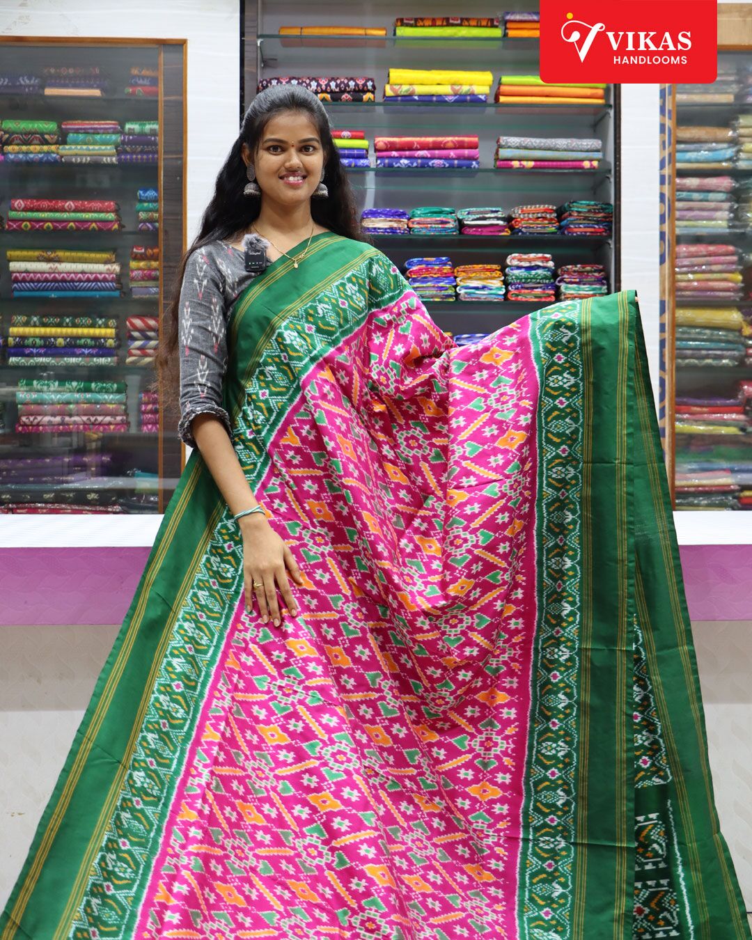 Pochampally Ikat Without Zari Dark Pink Sarees