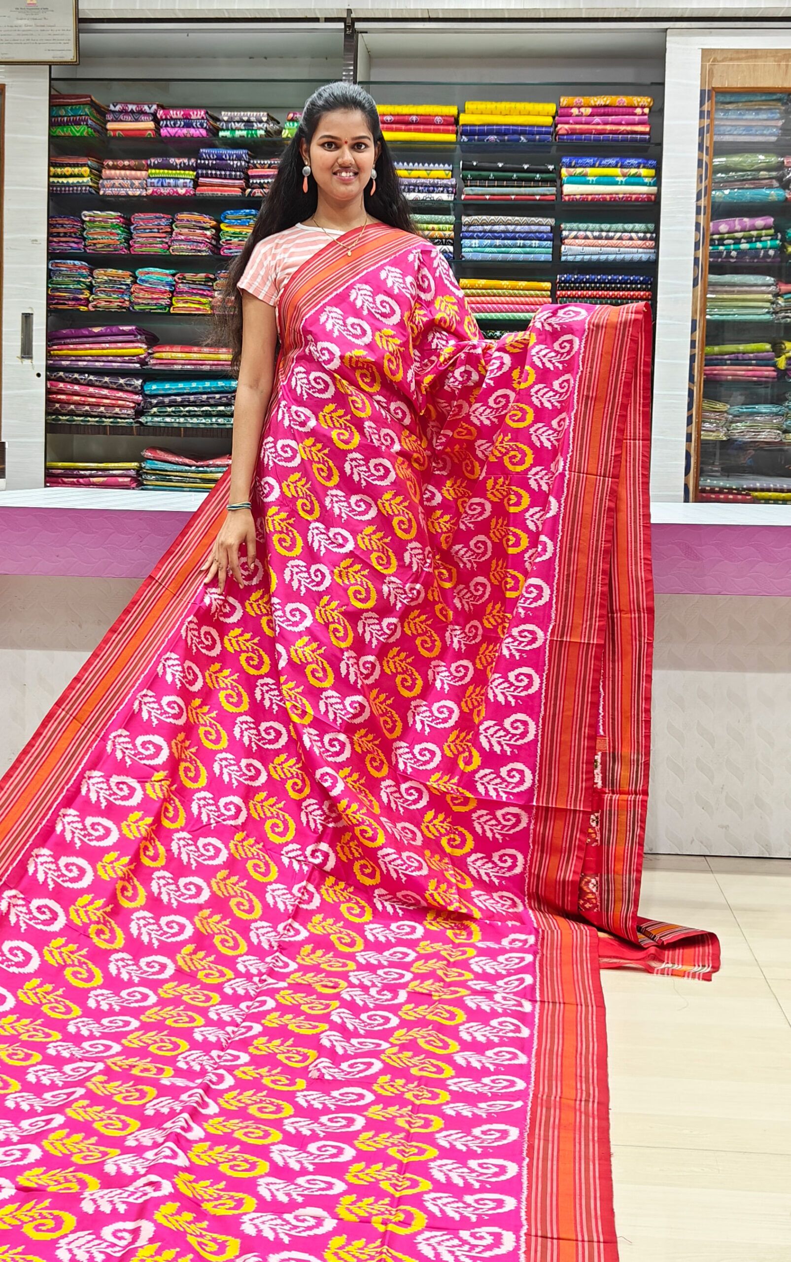 Pochampally Ikat Without Zari Special Sarees With Border Lines