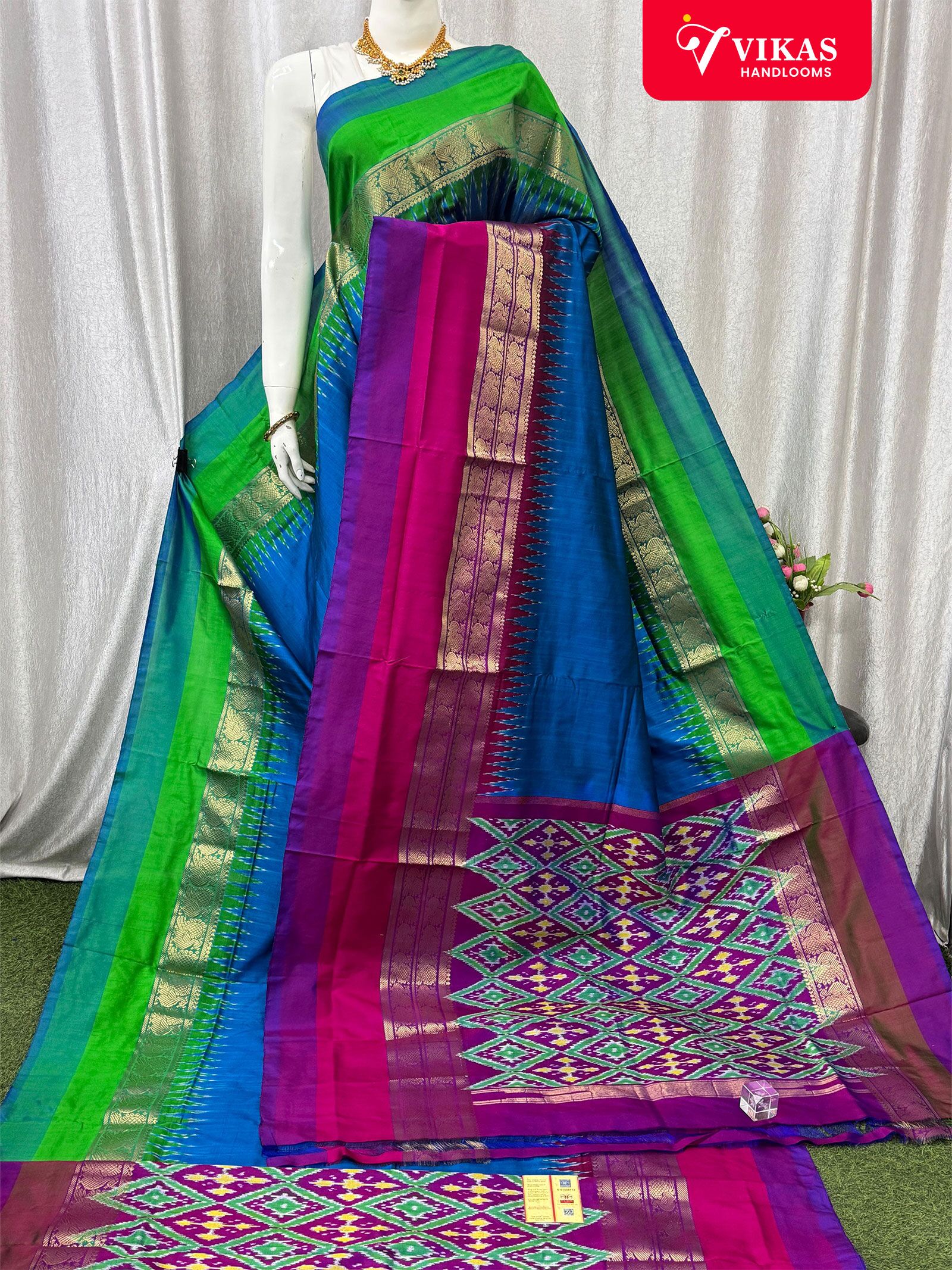 Pochampally Ikat Blue Saree Latest Collection