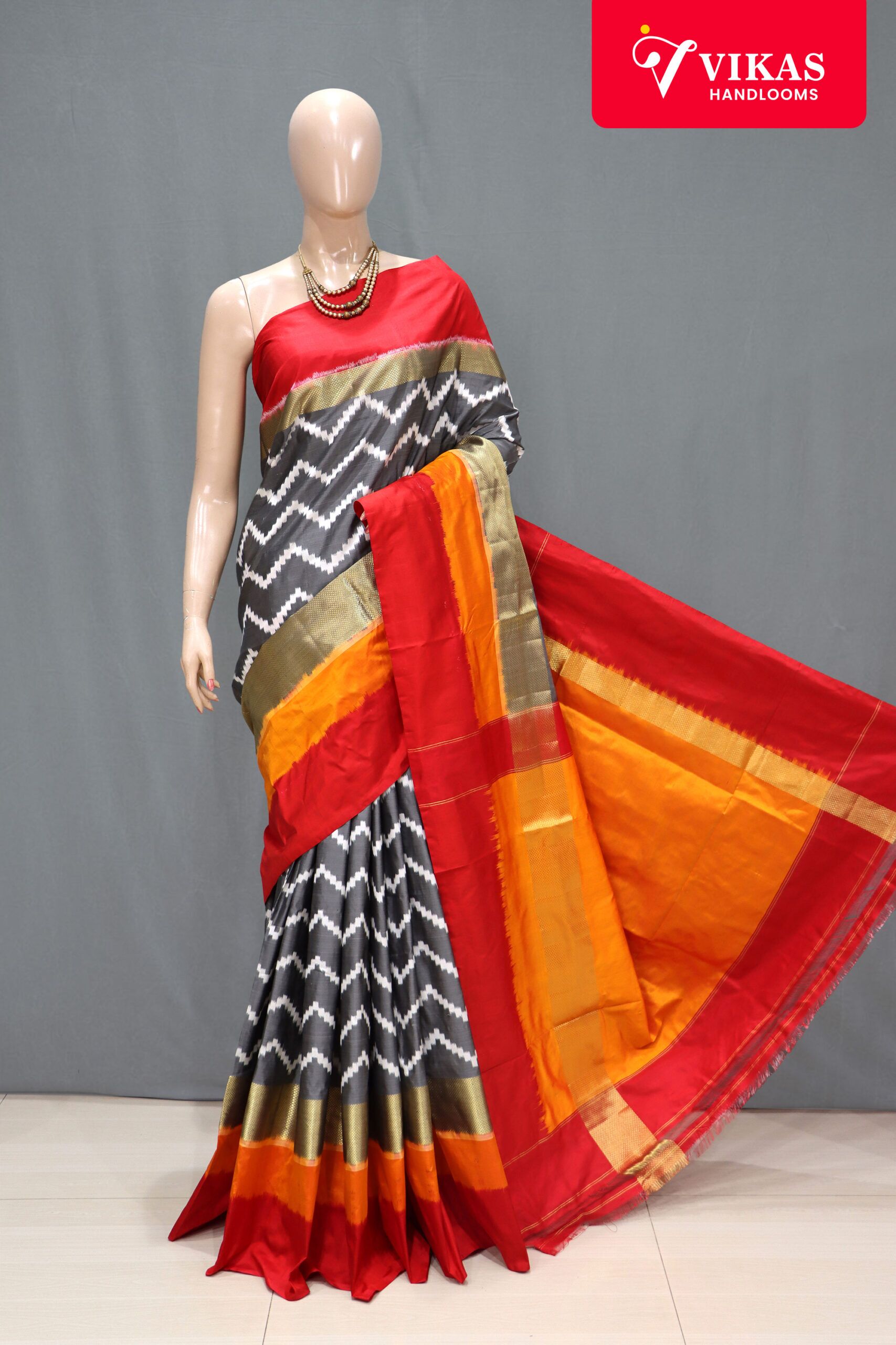 Pochampally Grey Ikat Saree
