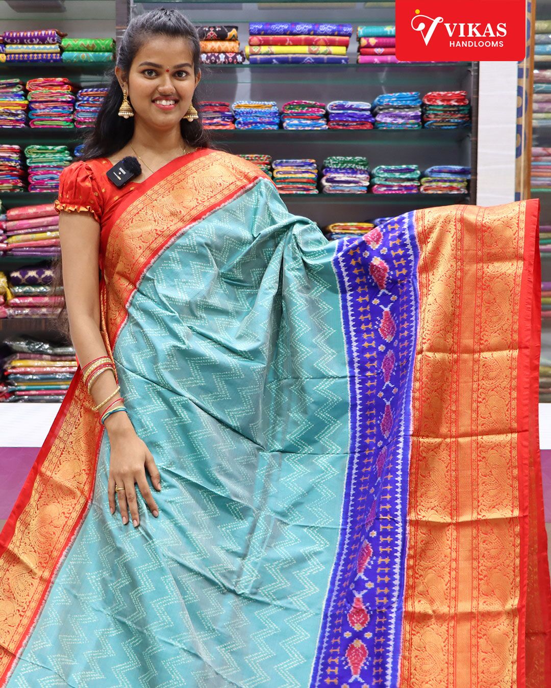 Pochampally Kanchi Pattu Fish And Red Border Sarees